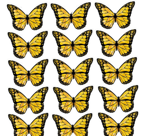 Mariposas Amarillas Cortadas Comestible Papel Arroz X12un