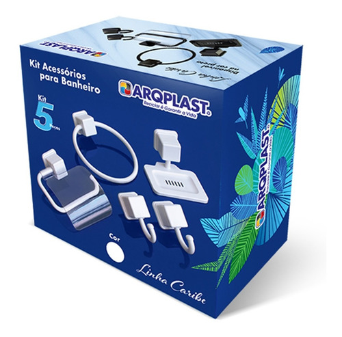 Accesorios Baño Set Kit Plastico Reforzado Blanco 5 Piezas