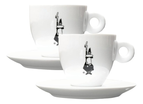 Set 2 Xícaras Cappuccino Com Pires Porcelana 210 Ml Bialetti