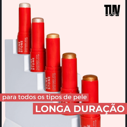 Iluminador Bastão Stick Shine Stone Ruby Rose Brilho Intenso