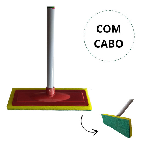 Rodo De Espuma Limpa Azulejo Limpeza Pesada Com Cabo 1,20m