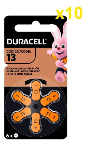 Duracell Hearing Aid Pila Auditiva Pr 13 Zinc-air Pr13 (6 Baterías)
