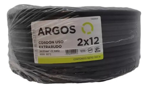 Cable Tpr Argos Negro X 30m En Rollo