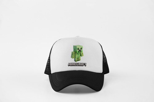 Gorra Minecraft Creeper Videojuego Negra Blanca Unitalla Blanco/negro Unitalla Adulto Lisa