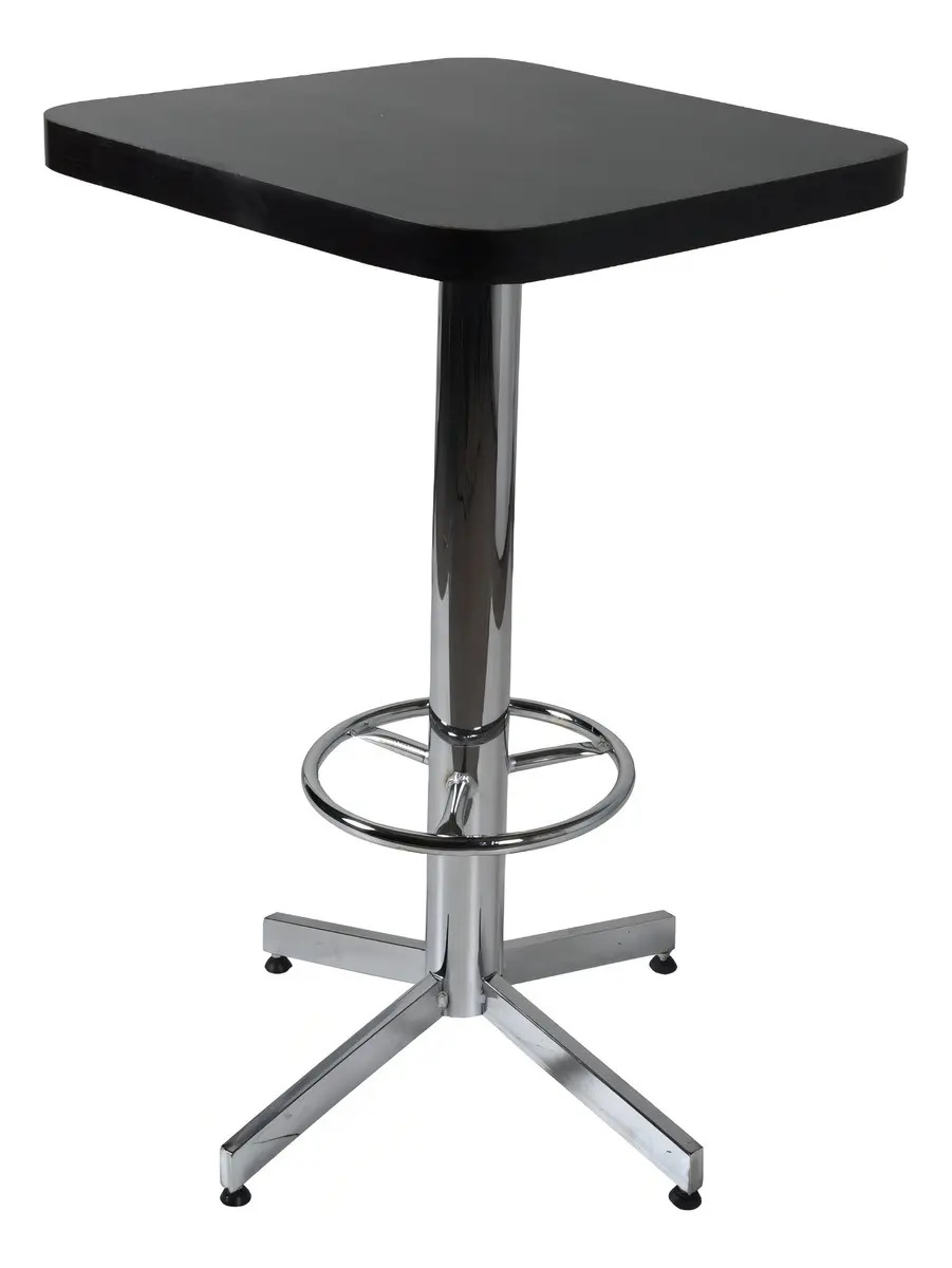 Mesa Periquera Mobeler Cromo/Chocolate Formaica 60x60 cm Cuadrada PC60