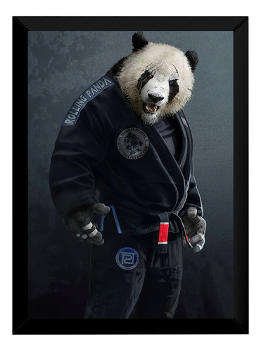 Quadro Jiu Jitsu Decoração Dojo Panda Kimono Arte