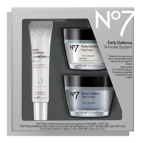 No7 Sistema Defensa Skincare Crema Noche + Día + Serum X3