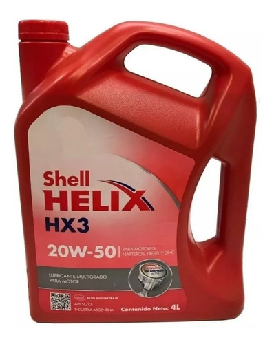 Aceite Helix 20w50 4l Shell Multigrado Zona Norte