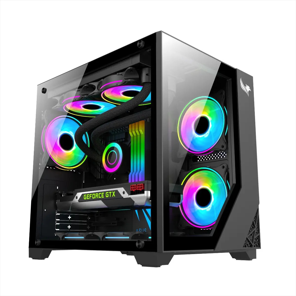 Gabinete Gamer Digoo Aquar Mid-tower Itx M-atx Usb 3.0 Vidro Cor Preto