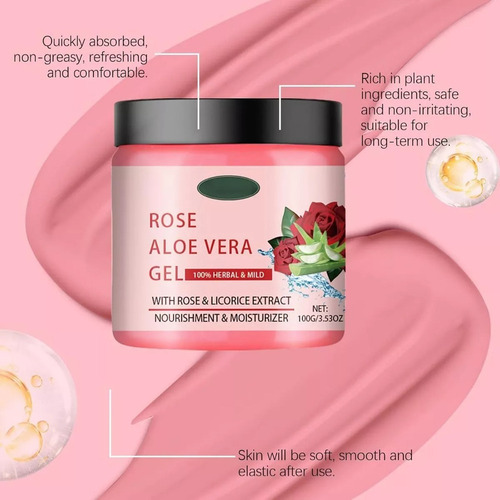 Gel De Aloe Vera Rosa Para El Rostro, Hidratación Profunda