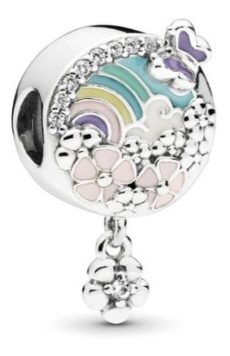 Charm,dije Pandora Arco Iris Y Flor Plata925  Original 