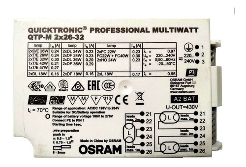 Balasto Osram Quicktronic Professional Qtp-m 2x26-32