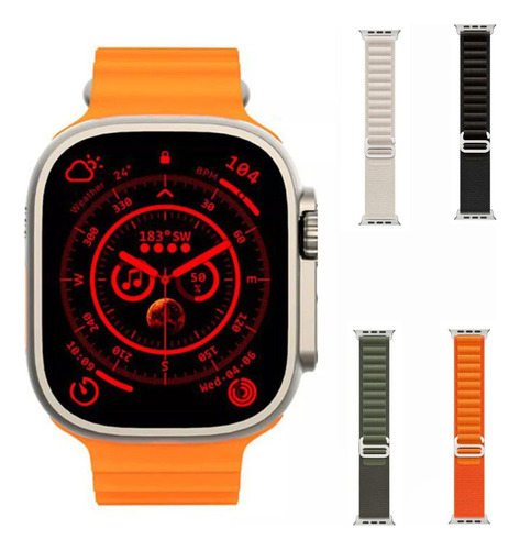 Smartwatch Nowolf HELLO WATCH 3 2.04" caja 49mm naranja, malla  naranja