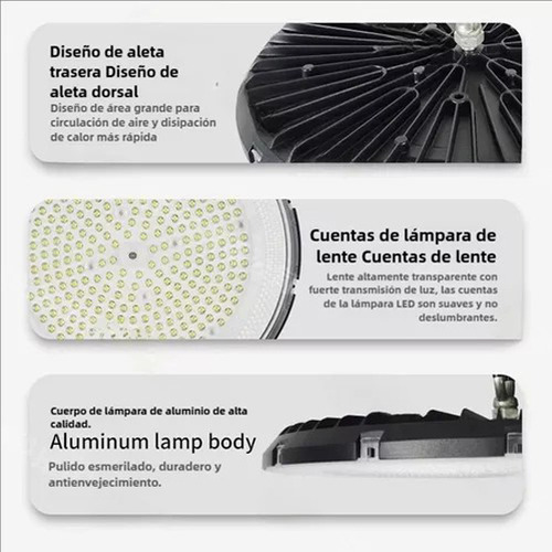 Campana Lampara Led Industrial Tipo Ufo 200w 288 Leds Techo