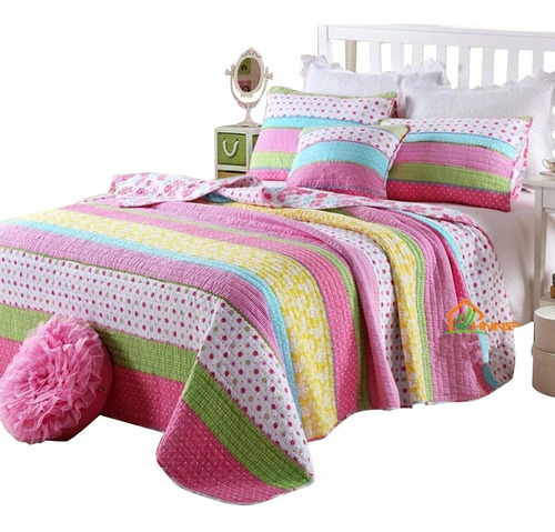 Hnnsi Cotton Kids Girls Bedspread Quilt Sets Queen Size 3 Pi