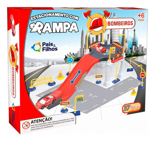 Estacionamento Com Rampa Bombeiros 37 Peças Gala 4027 6