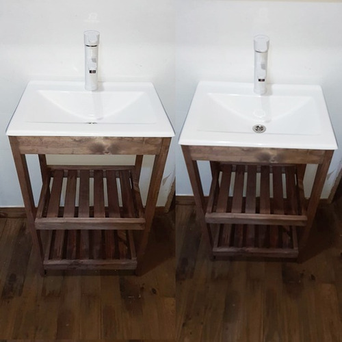 Vanitory De Pino Con Bacha 50cm X 37cm X 80cm + Griferia