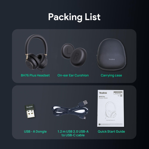 Audífono Bluetooth Yealink Bh76 Plus, Auriculares