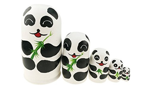 Caricatura De Invierno 5.1 Panda Muñecas De Madera Rusa Par