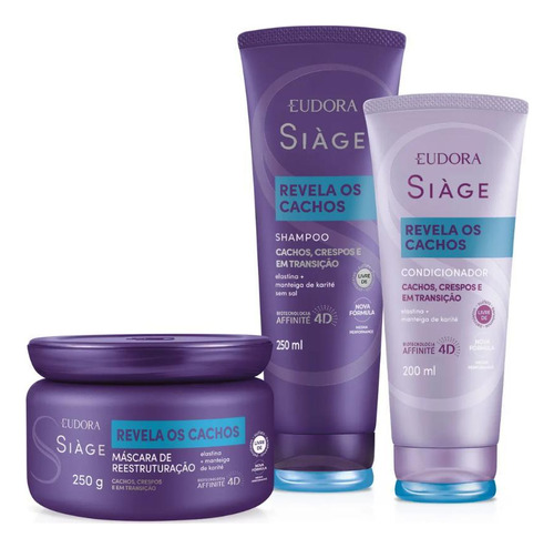 Kit Siàge Revela Os Cachos Shampoo + Condicionador + Máscara