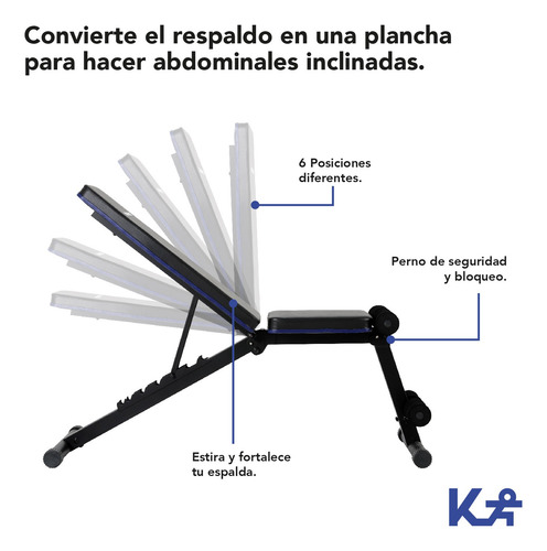 Banco Para Pesas Plegable Inclinado Entrenamiento Fitnness