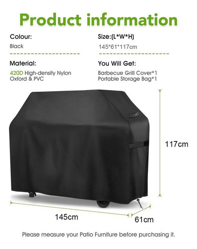 Cubierta Parrilla Asador Funda Barbacoa Impermeable 420d