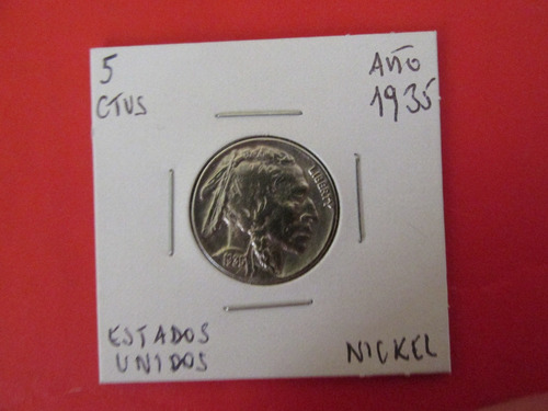 Antigua Moneda 5 Centavos Estados Unidos Nikel Año 1935