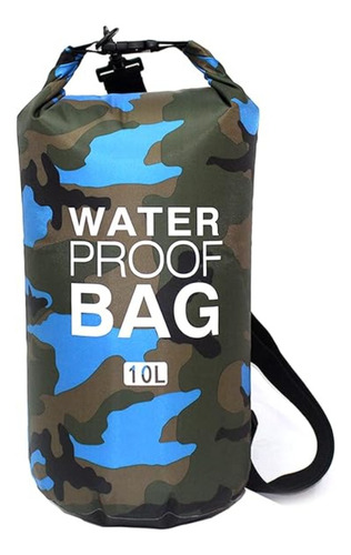 Bolsa Seca Camuflada, 10 Litros, Basic Color Cian