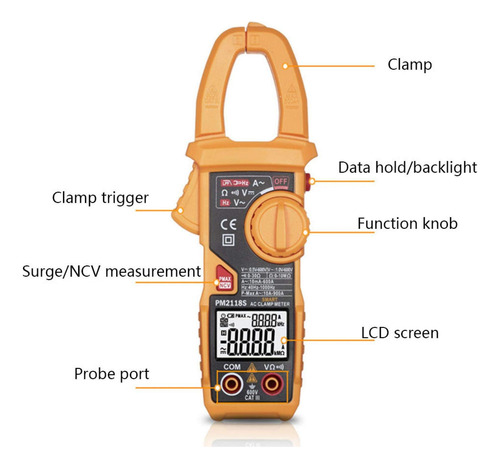 Medidor Abrazadera Pantalla Dual Lcd Temperatura Ac Dc Para