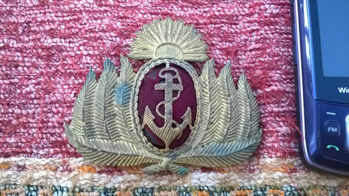 Antiguo Escudo De Gorra Armada Insignia Militar Náutica Mari