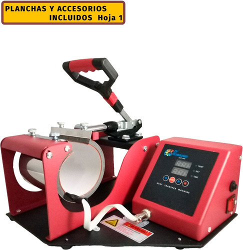 Combo Plancha Tazas 11 Oz Sublimación S S/8 Color Rojo