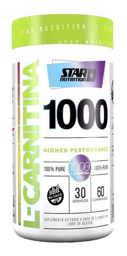 Carnitina Pura Star Nutrition 60 Caps Quemador De Grasa 