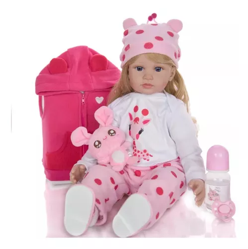 Boneca Bebe Reborn Pano Loira Girafinha Girafa Menina Luxo - Chic