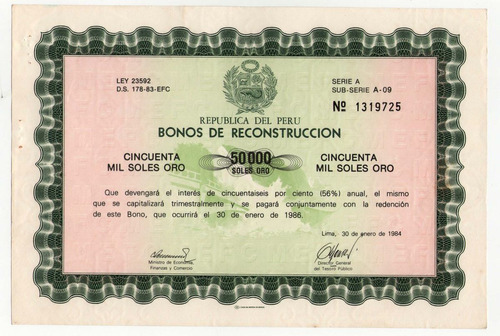 Bono De Reconstruccion De 50,000 Soles De Oro
