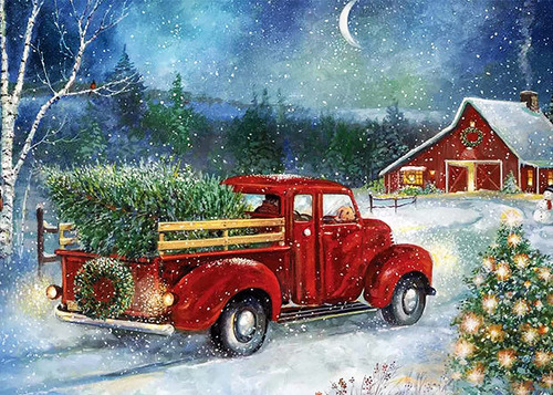 Kit Pintura Con Diamantes Camioneta Nieve Noche 30x40cm Diy