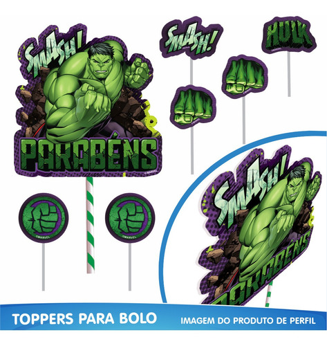 Kit Festa Pronta Decoração Hulk Vingadores - 39 Unid