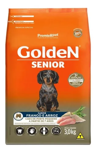 Ração Seca Golden Fórmula Senior Frango/Arroz Cães Pequenos 3kg