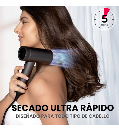 Secadora De Cabello Con Difusor Para Cabello Tymo Airhype Profesional Pel Color Gris oscuro