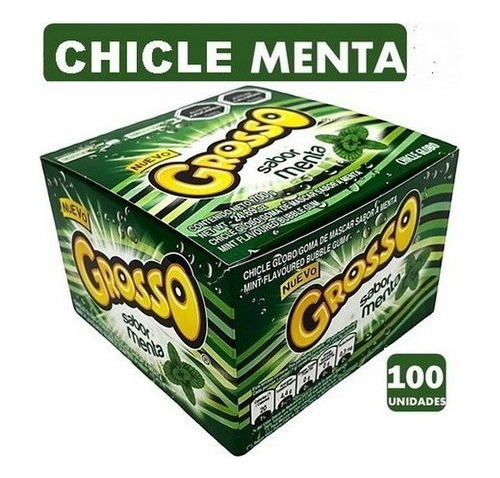 Chicle Grosso Menta Display De 100 Unidades