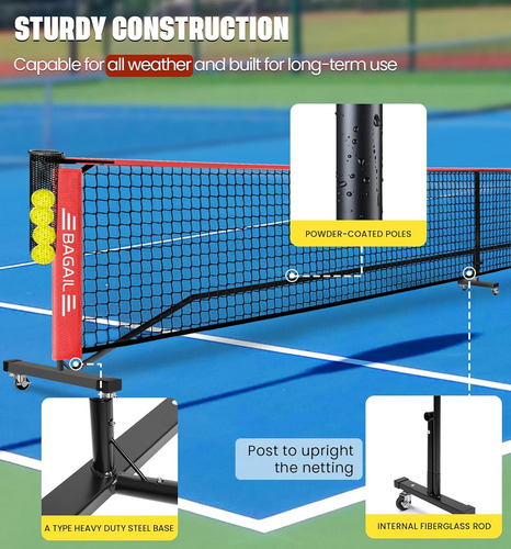 Juego De Red De Pickleball Portátil Con Ruedas, Tamaño Regla