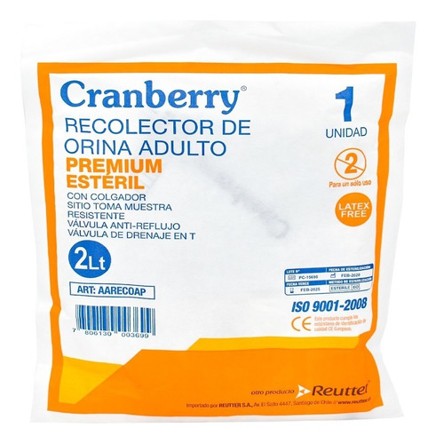 Recolector De Orina 2000 Ml Cranberry