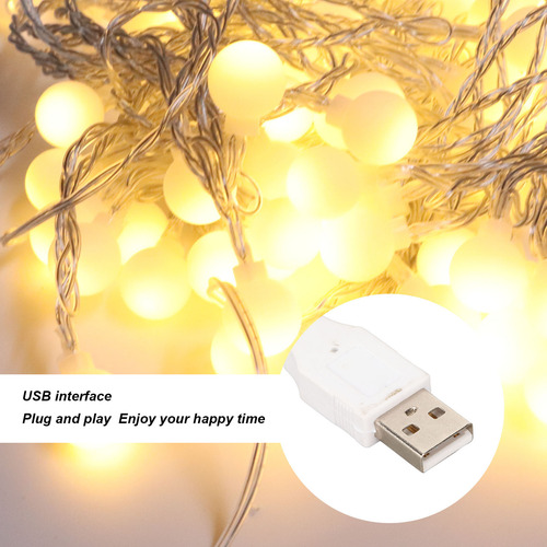Cadena De Luces Tipo Bola, Resistente Al Agua, Puerto Usb, F