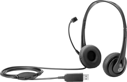 Imagen 1 de 7 de Auriculares Estéreo Hp T1a67aa Usb Microfono 20 Hz Negro