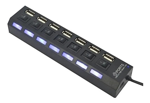 Multiplicador Zapatilla Hub Usb 7 Puertos 2.0 Switch Individ