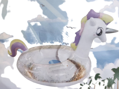 Inflable Pequeño Pegazo Flotador Ñiños Y Niñas De 3 A 6 Años Color Blanco