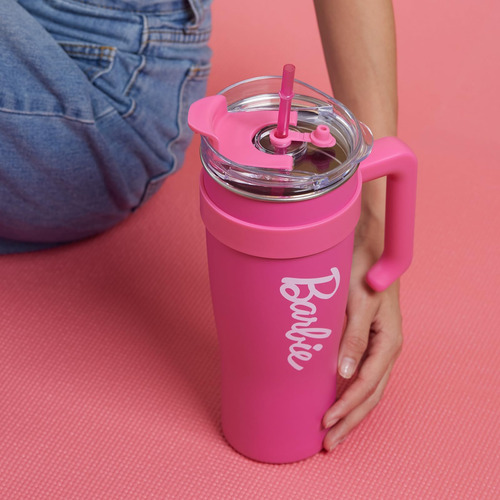 Copa De Acero De Miniso Barbie Collection Con Asa Y Paja Ml)