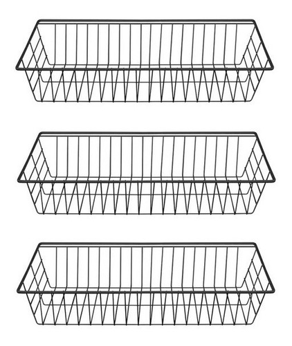 3 Cestos Gaveta Fruteira Preto Com Corrediças M5 Aramado