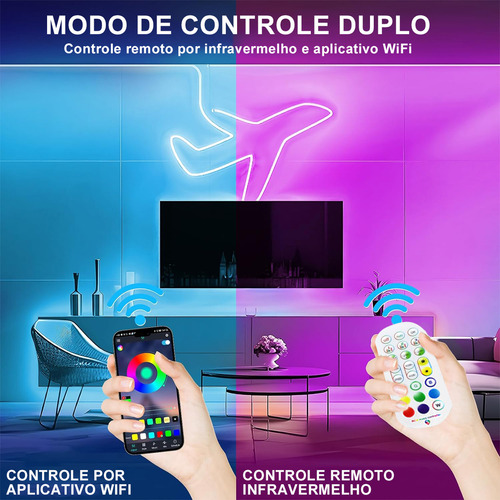 Fita led neon BYSK 3535 6m wifi rgb à prova d'água flexível e ajustável controle remoto controlador de app decoração