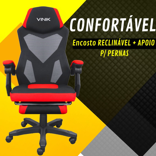 Imagem 3 de 5 de Cadeira Gamer Vinik Rocket Reclinavel Com Apoio Para Pernas