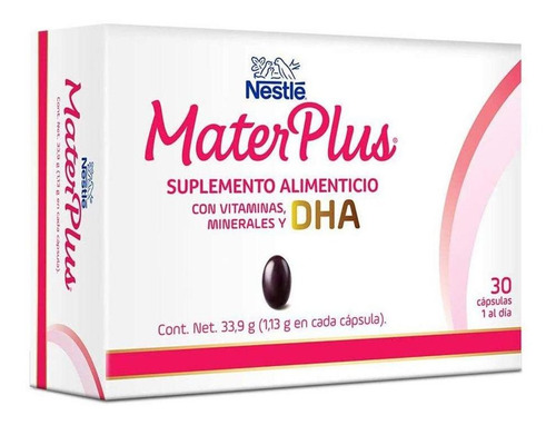 Caixa de suplemento alimentar Materplus Dha com 30 cápsulas